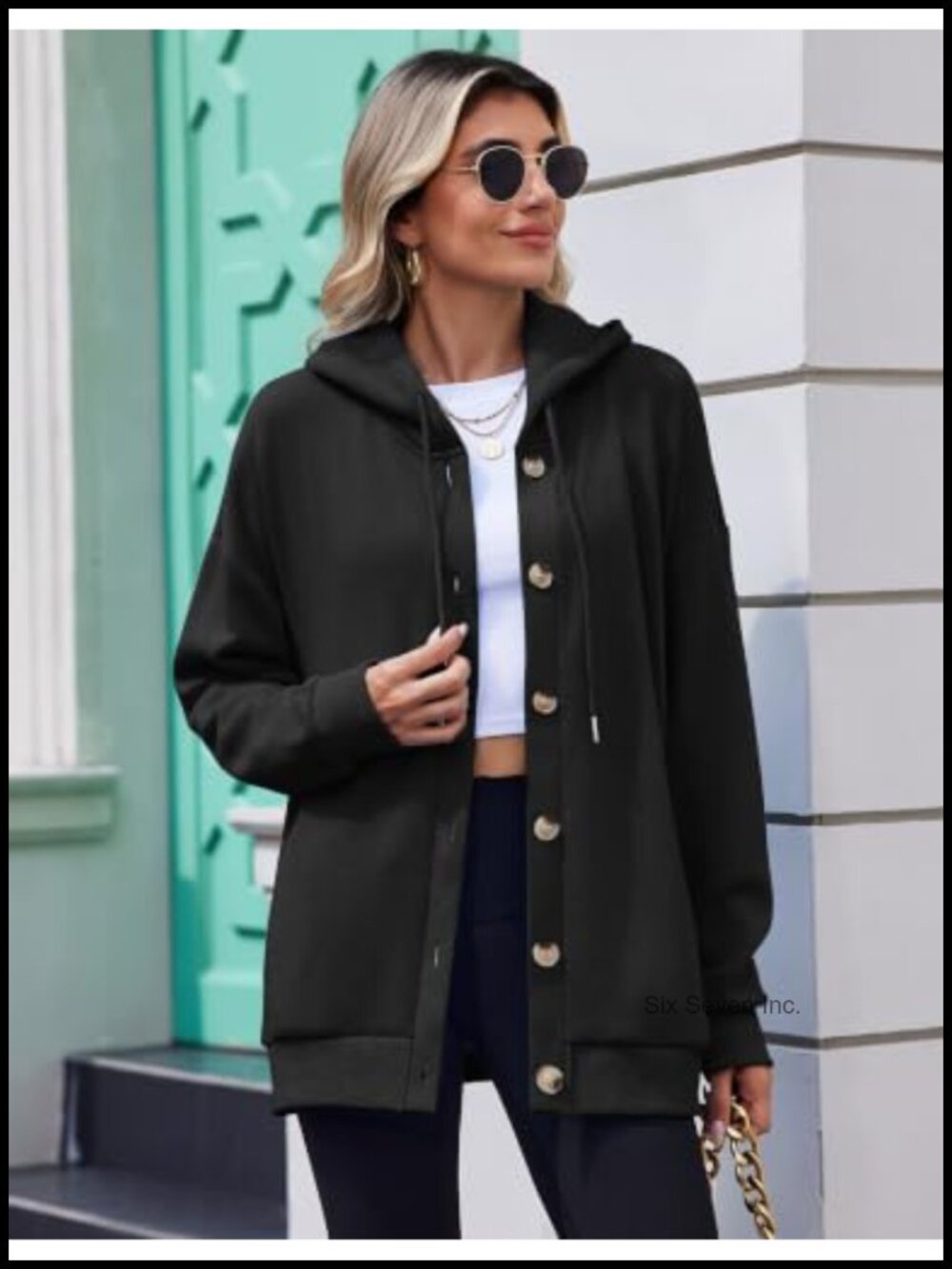 Zeagoo Women's Button Front Hoodie Oversized Fleece Sweatshirt with Pockets - Picture 2 of 6